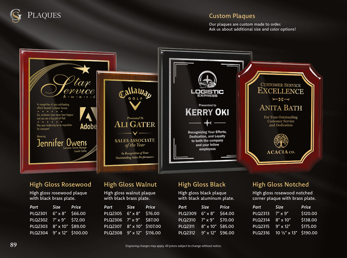 Standard Wood Finished Plaques